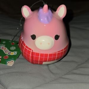 Squishmallows Pink Unicorn Ornament with Purple Mane